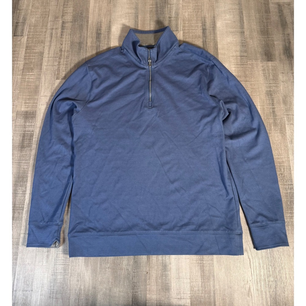 Twillory Performance Quarter Zip Pullover Blue Tailored Fit Stretch Large